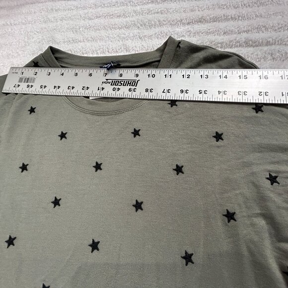 Splendid Women Olive Green Embroidered Star Long Sleeve Crewneck Top XS New $128 - Picture 6 of 8